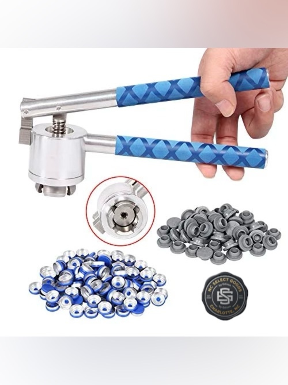 20mm Flip Vial Crimper, Crimp top tool 100Pcs Flip Caps 100Pcs Rubber Stoppers